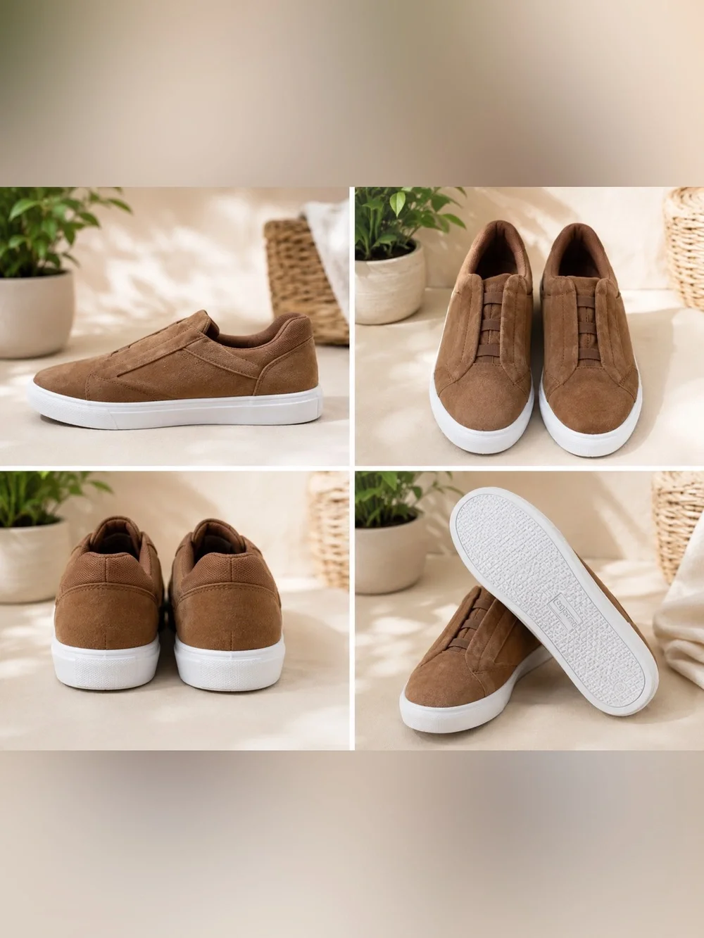 George Brown Suede Slip-On Sneakers with White Sole